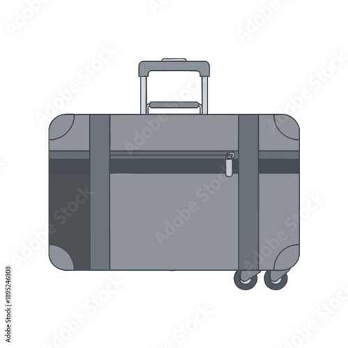 Gray Suitcase with Wheels and Handle
