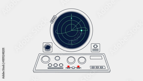 Space radar control panel with astronaut helmet icon