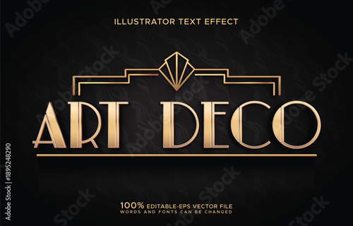 Vintage Art Deco Gold Luxury Retro Vector Text Effect