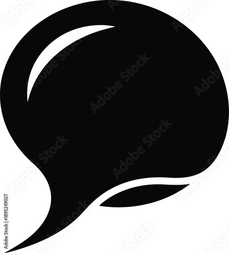 Solid black thought bubble or speech balloon with jagged tail and two curved line elements