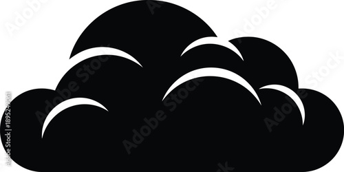 Solid black silhouette of a stylized cloud with multiple crescent moon shapes on transparent background
