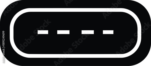 Black USB Type C connector shape for technology and modern electronic device symbol