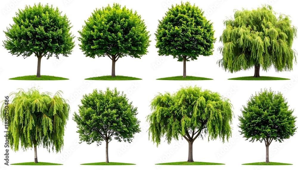 Obraz premium Collection of Various Tree Species Isolated.