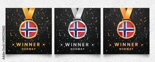 Norway Winner Set: Gold, Silver, Bronze Medals for Victory & Achievement