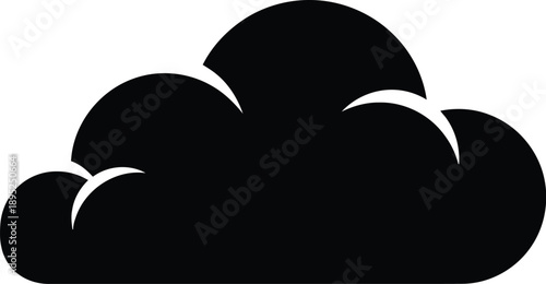 Fluffy cloud silhouette icon for weather forecast and nature landscape design element representing sky atmosphere and day