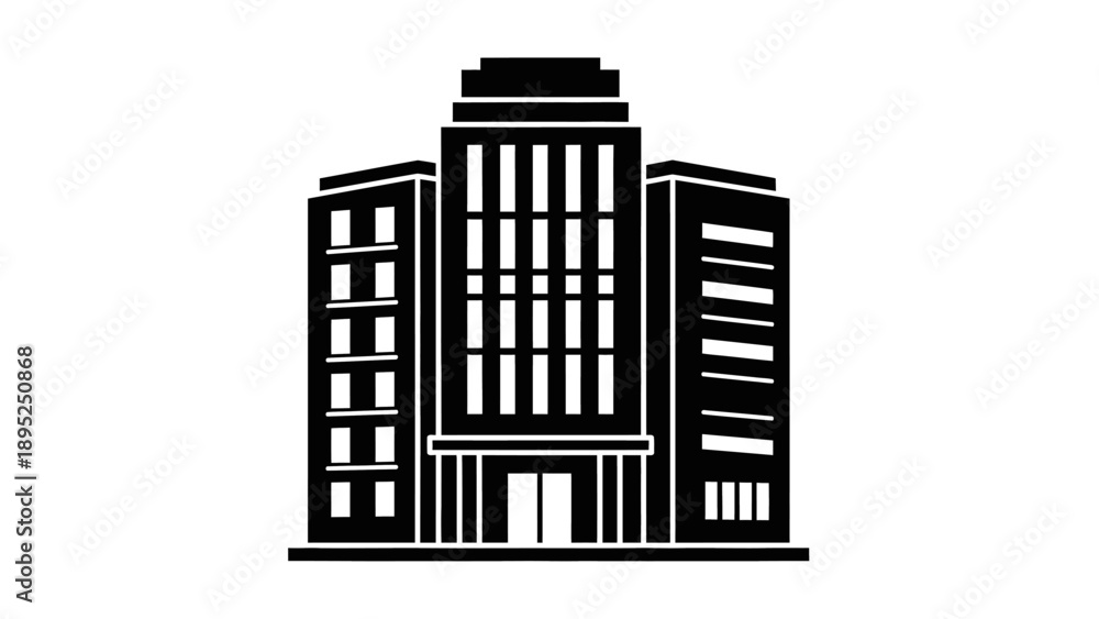 Obraz premium Modern Office Building Silhouette Graphic Illustration.