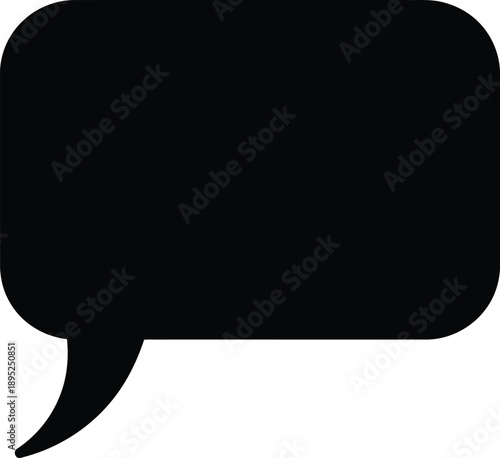 Black speech bubble icon isolated on transparent background for chat communication and digital messaging interface design