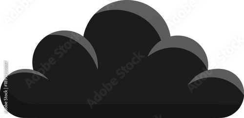 Dark cloud icon with gray shadows for weather forecast and environmental concept design isolated on transparent background