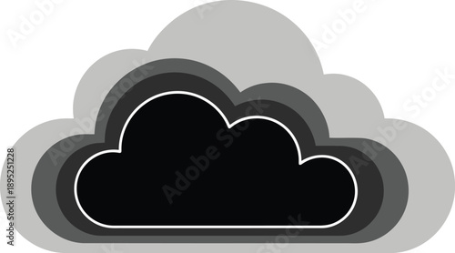Layered cloud shape, abstract background, weather symbol, stormy sky element, modern graphic design, dark silhouette
