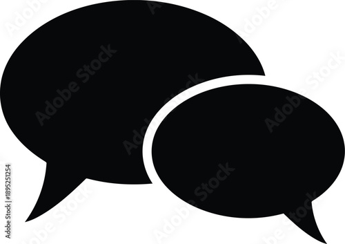 Speech bubble icons for communication and dialogue interface design elements representing social interaction and talking