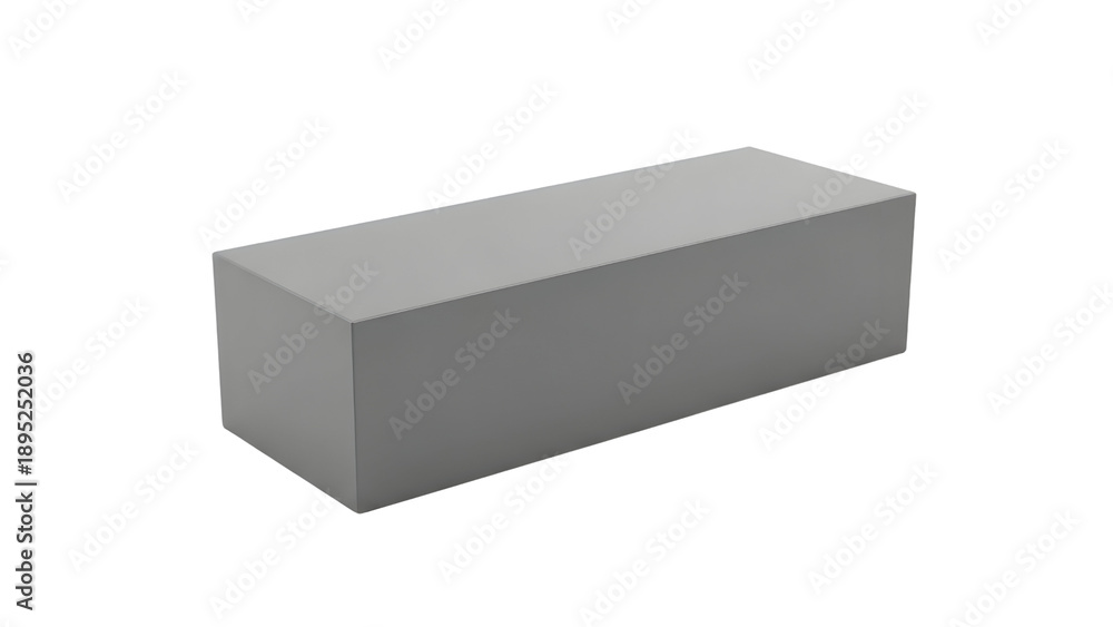 Naklejka premium 3d gray rectangular block or cuboid shape, geometric form, isolated on transparent background