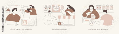 Visiting marijuana dispensary isolated cartoon vector illustrations se