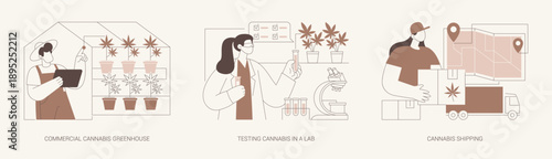 Commercial cannabis cultivation isolated cartoon vector illustrations se