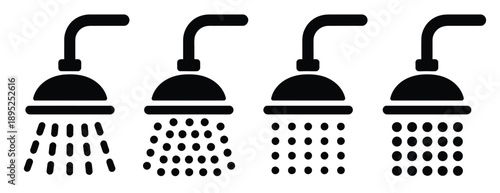 Toilet and shower vector icon set with bathroom symbols