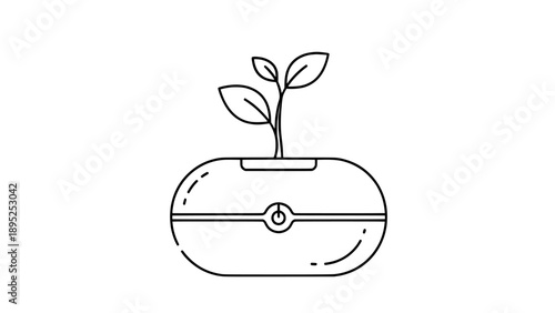 Hydroponic Pod Indoor Farming Smart Grow Single Line Art Icon