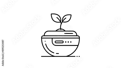 Hydroponic Pod Indoor Farming Smart Grow Single Line Art Icon