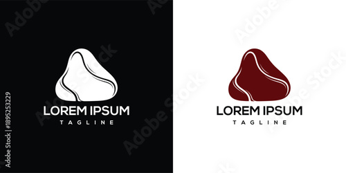 Abstract logo design concept with minimalist shapes and typography on contrasting backgrounds