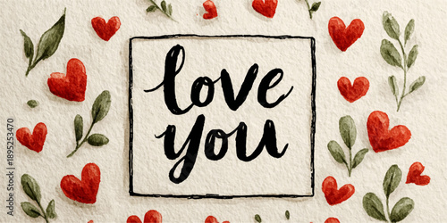 Handmade holiday card for Valentine's Day,