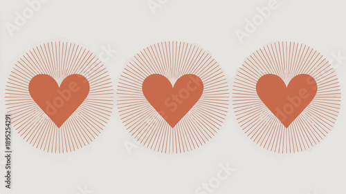 Three Stylized Hearts with Radial Lines illustration ug50ah8jrpyop