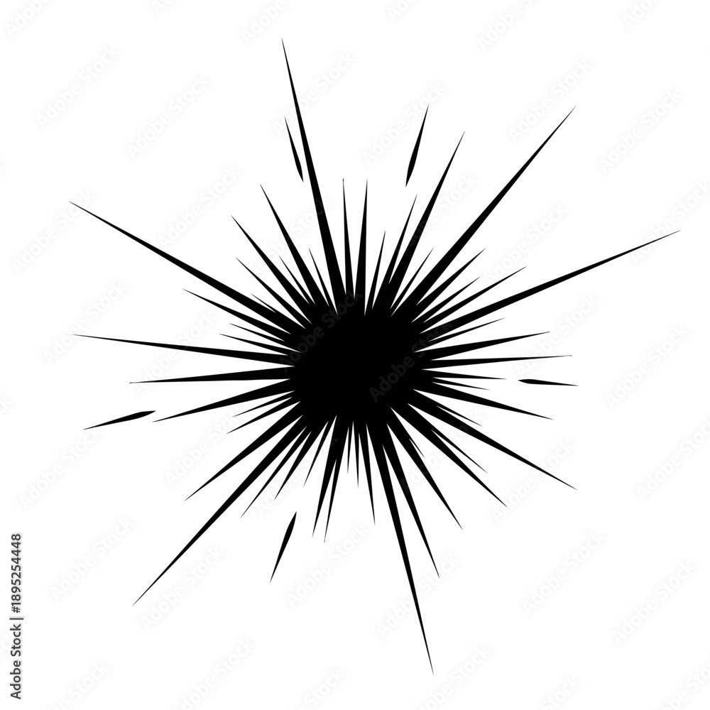 Fototapeta premium Abstract black starburst explosion graphic design element.