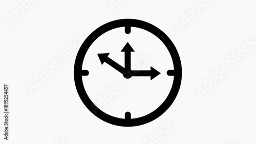 Simple Black Clock Face with Hands.