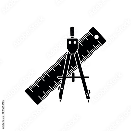 Drafting Compass and Ruler Icon.