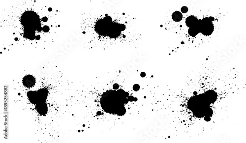 black ink brush painting dropped splatter splash aritistic grunge graphic element