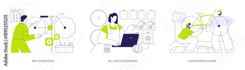 Bicycle shop isolated cartoon vector illustrations se