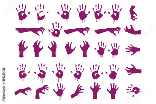 Bloody Handprint Silhouettes Collection – Horror, Crime, and Halloween Vector Icons