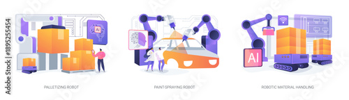 Automation in Manufacturing and Logistics abstract concept vector illustrations.