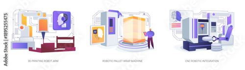 Robotics in Smart Manufacturing Lines abstract concept vector illustrations.