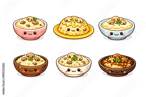 Food and Cuisine Icon Set. Featuring rice, noodles, soup, salad, dessert, drinks, sauce, and more.