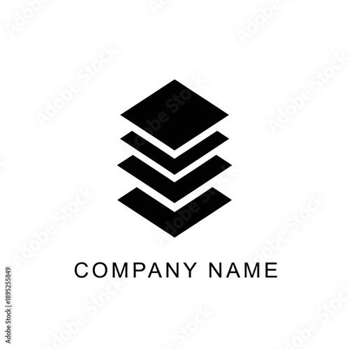 Minimalist black stacked diamond shapes logo design.