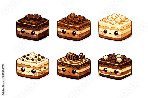 Dessert icon set. Containing cake, pastry, chocolate, sweet, cream, layer, layers, frosting, dessert, treat, confection, patisserie, bakery,