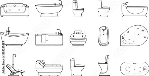 Bathroom Fixtures Illustrations