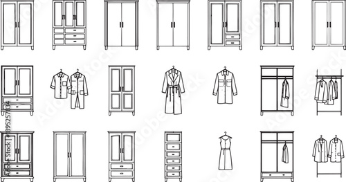 An organized collection of various wardrobe designs, capturing the essence of diverse storage solutions.