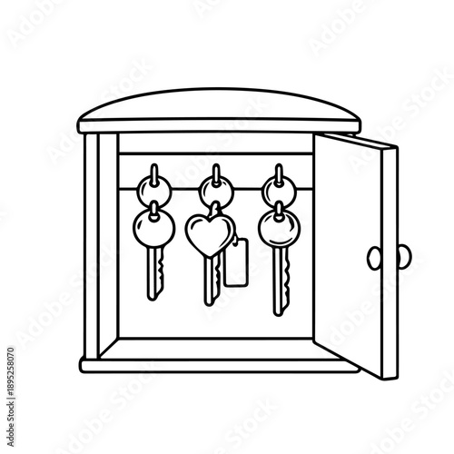 box with keys line icon vector on a white background
Vector line icon