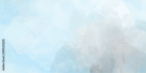 Abstract watercolor blue sky background featuring fluffy white clouds and a vintage paper texture with a light airy atmosphere of a summer day