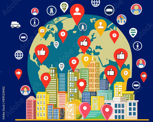 Global network connections illustrated with a world map and location pins