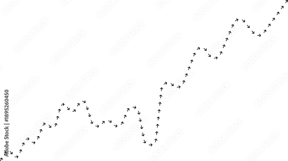 Obraz premium Arrow path line chart showing data movement with directional flow.