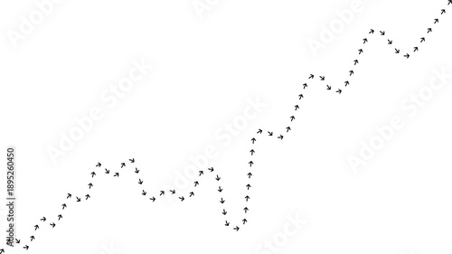 Arrow path line chart showing data movement with directional flow.