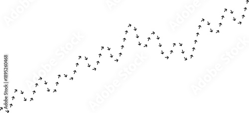 Arrow path line chart indicating upward data progression.