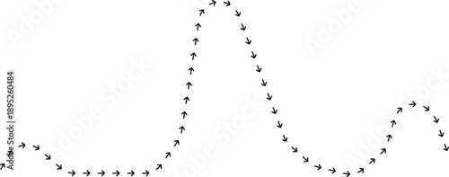 Arrow path line chart presenting wave motion along a path.