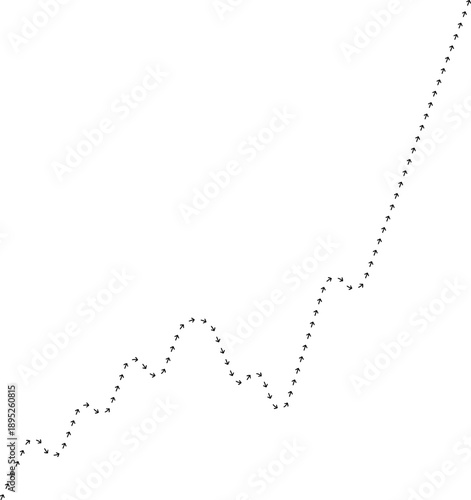 Arrow path line chart indicating sharp rising movement.