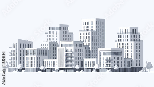 Modern cityscape with sleek skyscrapers and urban landscape