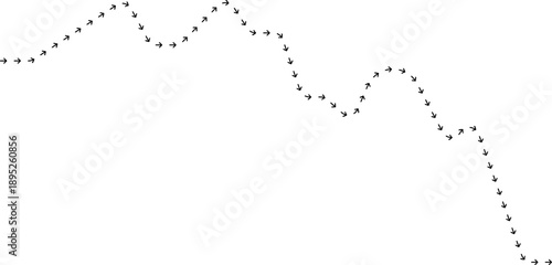 Arrow path line chart indicating falling movement in a diagram.