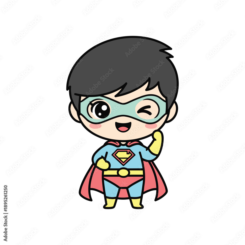 Obraz premium Cute Superhero Boy Vector Illustration