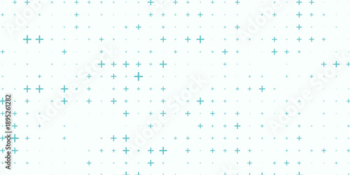 Medical healthcare seamless background. Green blue cross pattern. Repeating plus symbol wallpaper. Vector hospital pattern. Tech backdrop for presentation, banner, booklet, brochure, leaflet, poster