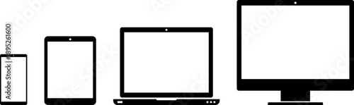 Digital device icon set vector. Electronic Devices Collection Set Icons Mobile Phone Tablet Laptop Computer Smartphone