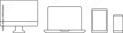 Digital device icon set vector. Electronic Devices Collection Set Icons Mobile Phone Tablet Laptop Computer Smartphone